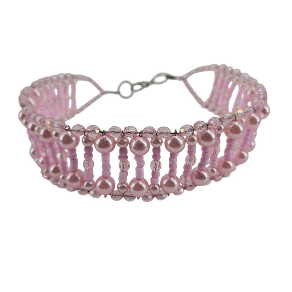 The Unbranded Brand Handmade Pink Pearl & Glass Beaded Choker Necklace Size ONE SIZE - 3 Thumbnail