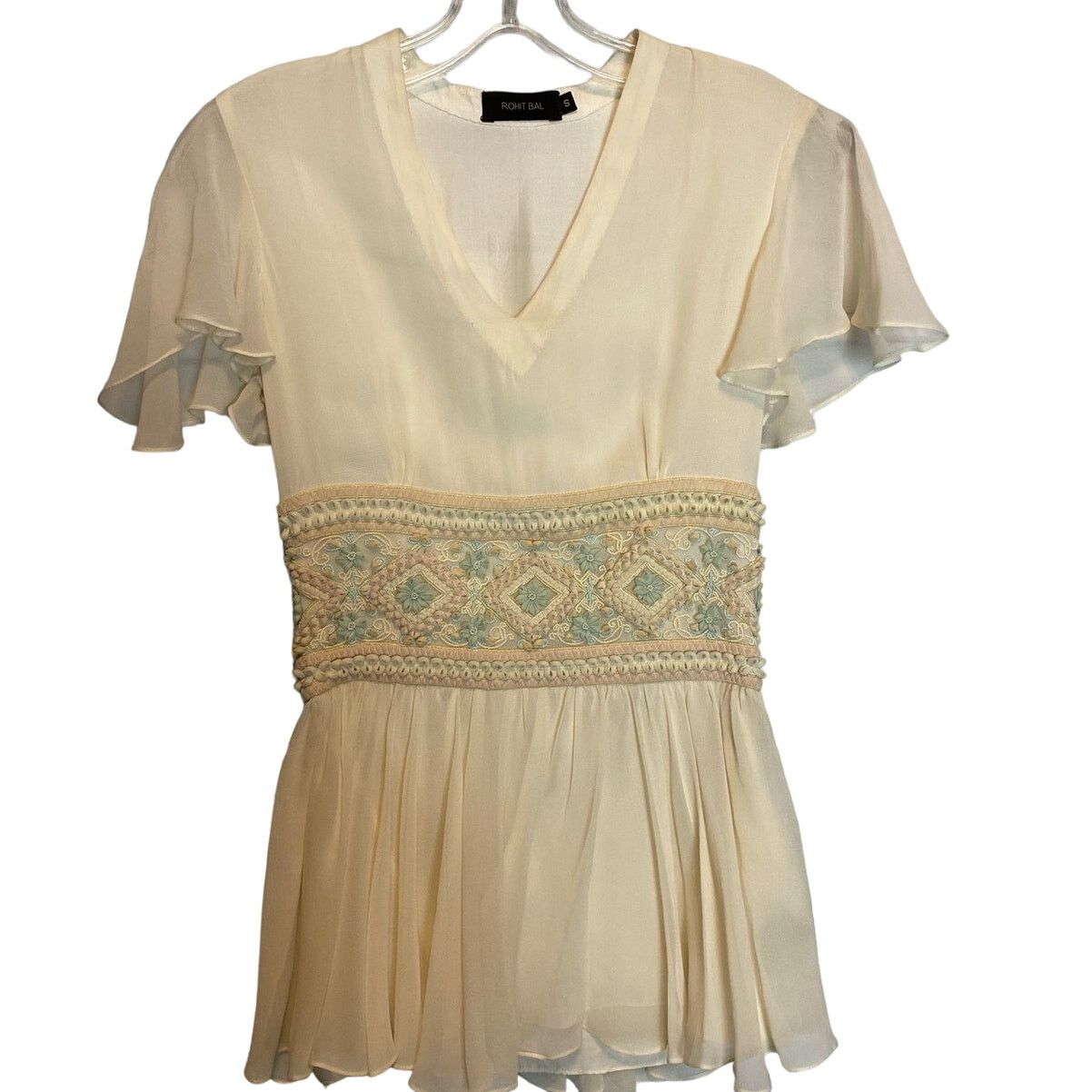 Unknown London Designer Rohit Bal 100% Pure Silk Boho Blouse Small in Ivory Size S / US 4 / IT 40 - 1 Thumbnail