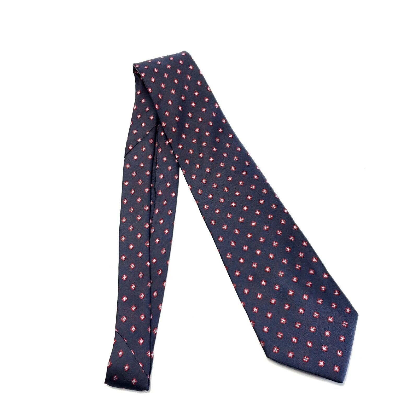 Designer Adam's Row Richman Blue Red Geometric Print Short Silk Tie Size ONE SIZE - 5 Thumbnail