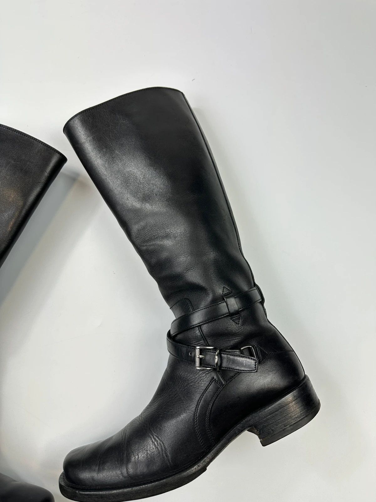 Prada Prada Milano Early 00’s Black Leather High Belted Boots Size US 7 / IT 37 - 3 Thumbnail