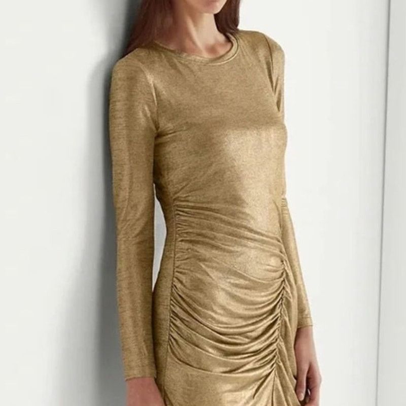 Lauren Ralph Lauren NWT Lauren Ralph Lauren Side Ruched Solid Foil Dress Sz. 8 Size M / US 6-8 / IT 42-44 - 5 Thumbnail