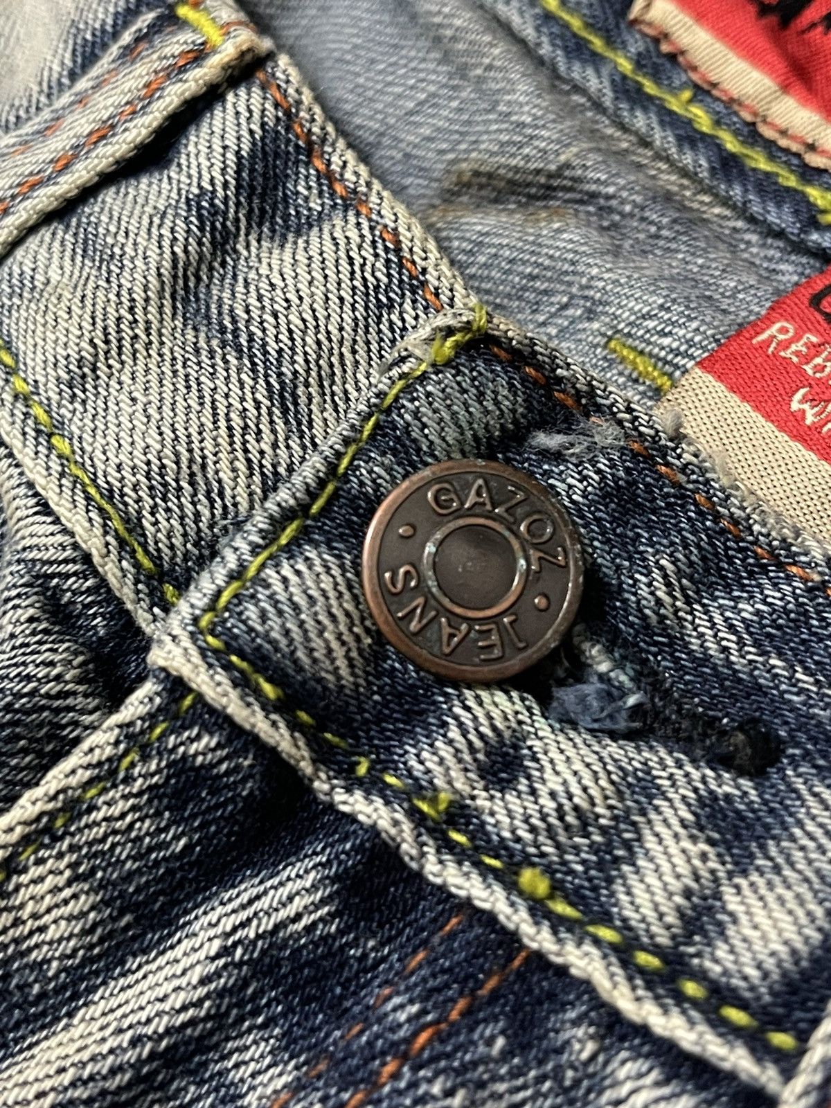 GOSTAR DE FUGA FLARED💥 GAZOZ Web Dirted Style Rebel Denim Washed Size US 31 - 10 Thumbnail