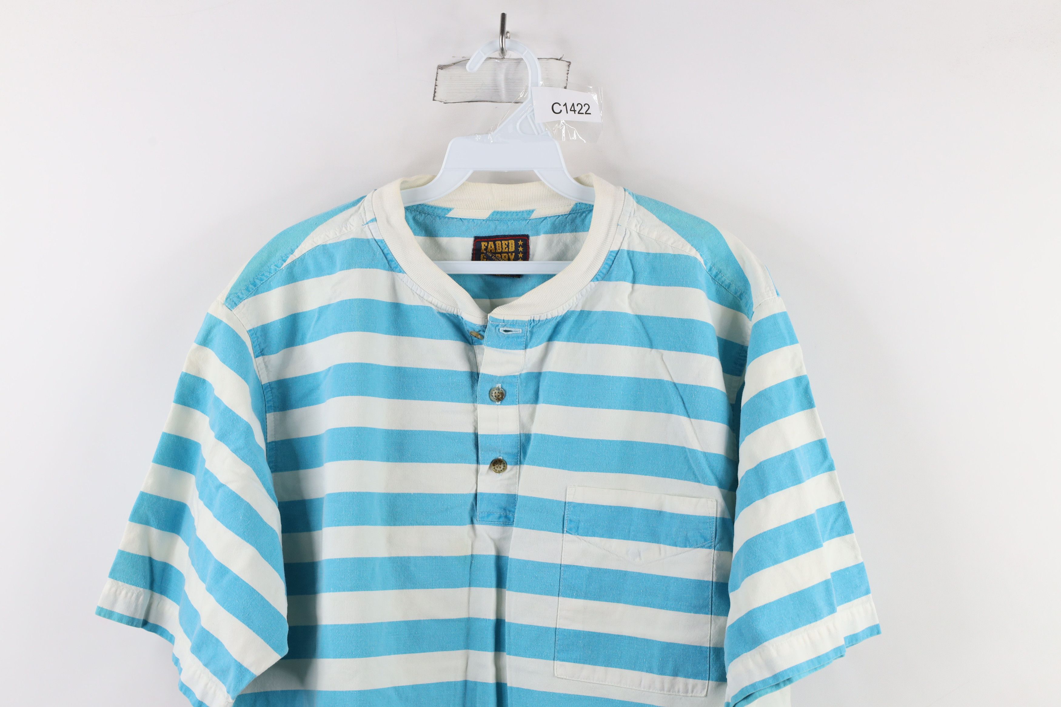 Vintage Vintage 90s Streetwear Block Short Sleeve Henley T-Shirt Size US L / EU 52-54 / 3 - 2 Thumbnail