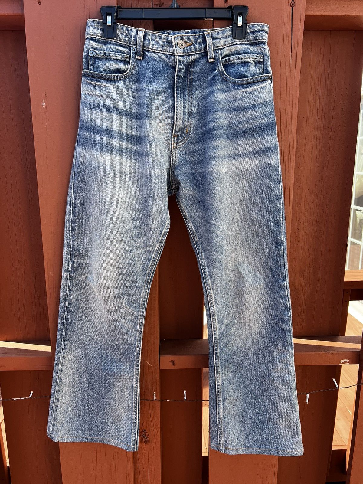 image of Bare Knuckles Washed Indigo Flared Jeans in Blue, Men's (Size 30)