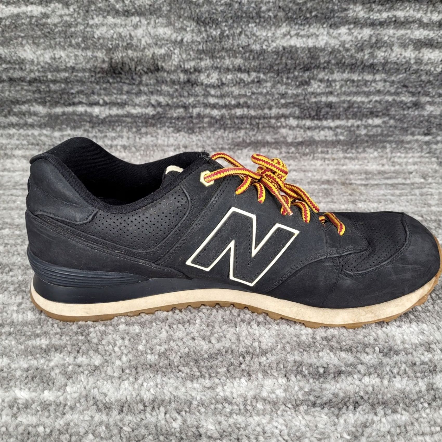 New Balance New Balance 574 Sneaker Mens Black Nubuck Leather Gum Sole 12 Size US 12 / EU 45 - 4 Thumbnail
