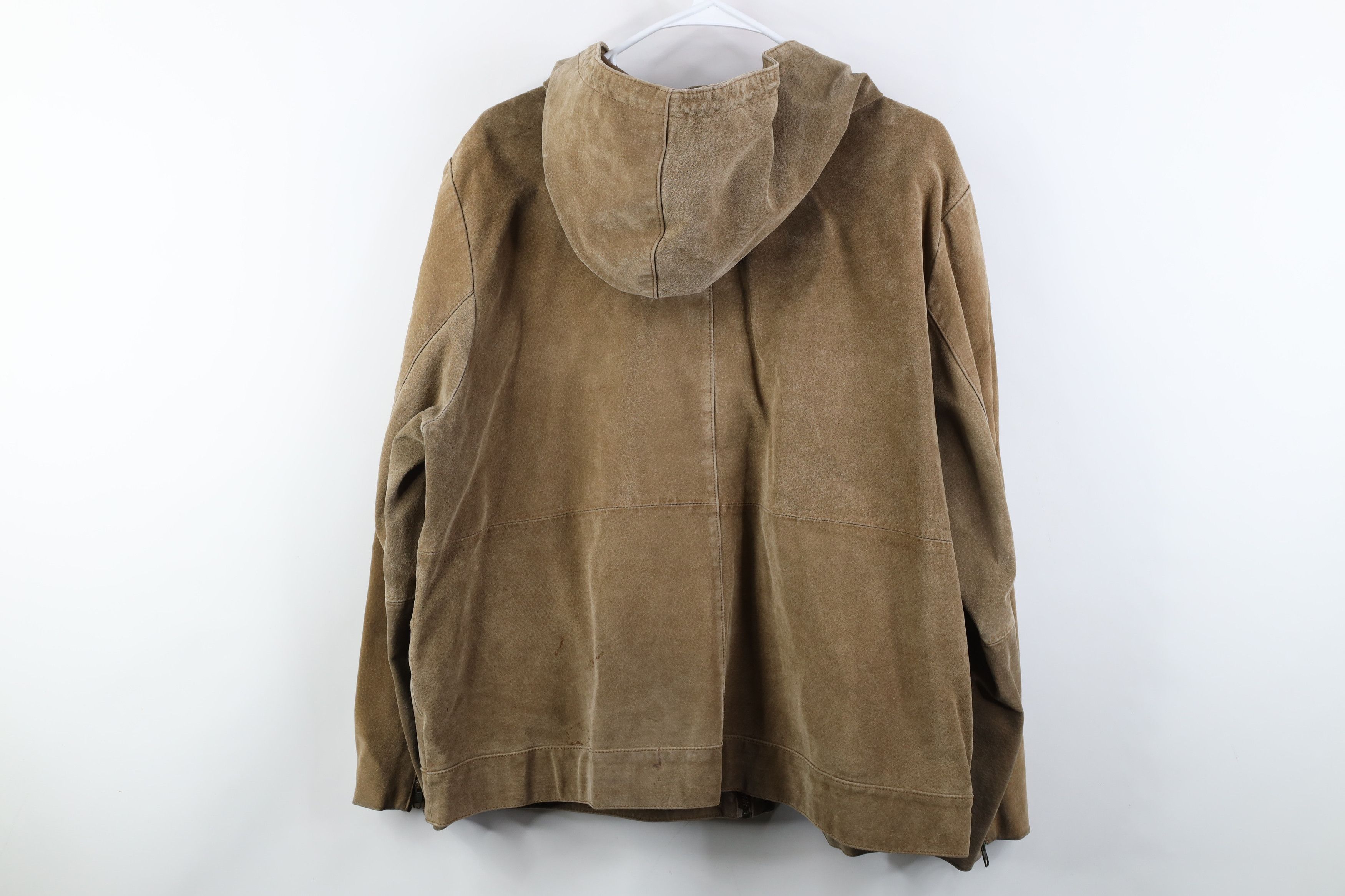 Vintage Vintage 90s Streetwear Babydoll Suede Leather Hooded Jacket Size XL / US 12-14 / IT 48-50 - 14 Thumbnail