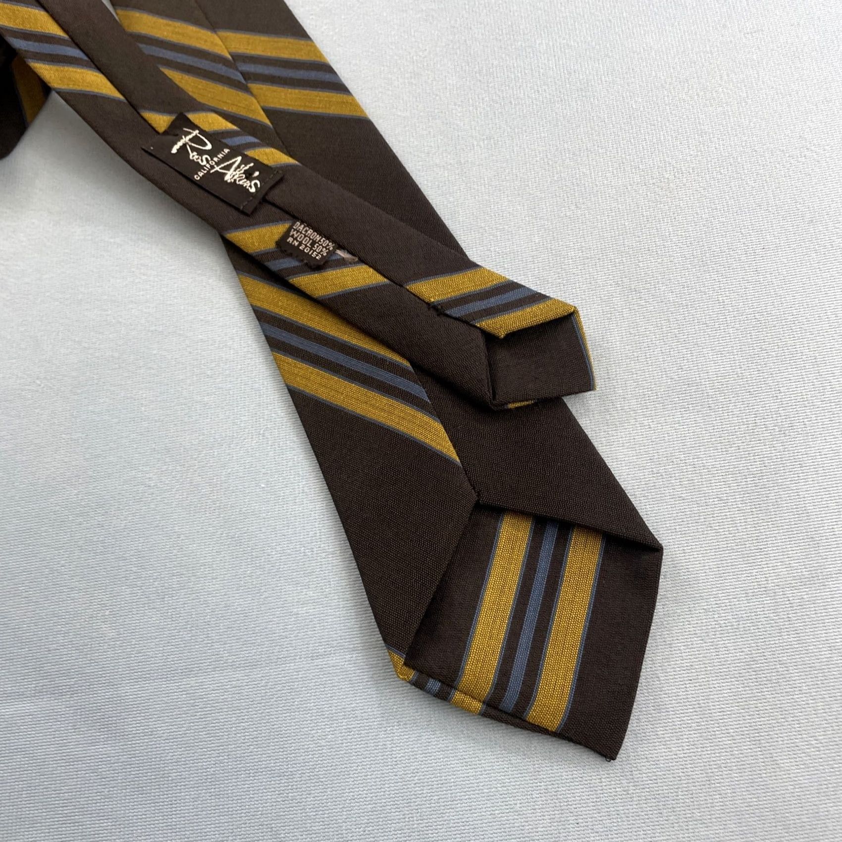 MCM VINTAGE Roos Atkins Wool Dacron Repp Tie MCM Mod Striped Woven Necktie 3x55 Capsule Classic Necktie Charcoal Blue Yellow Mens Tie Size ONE SIZE - 6 Thumbnail