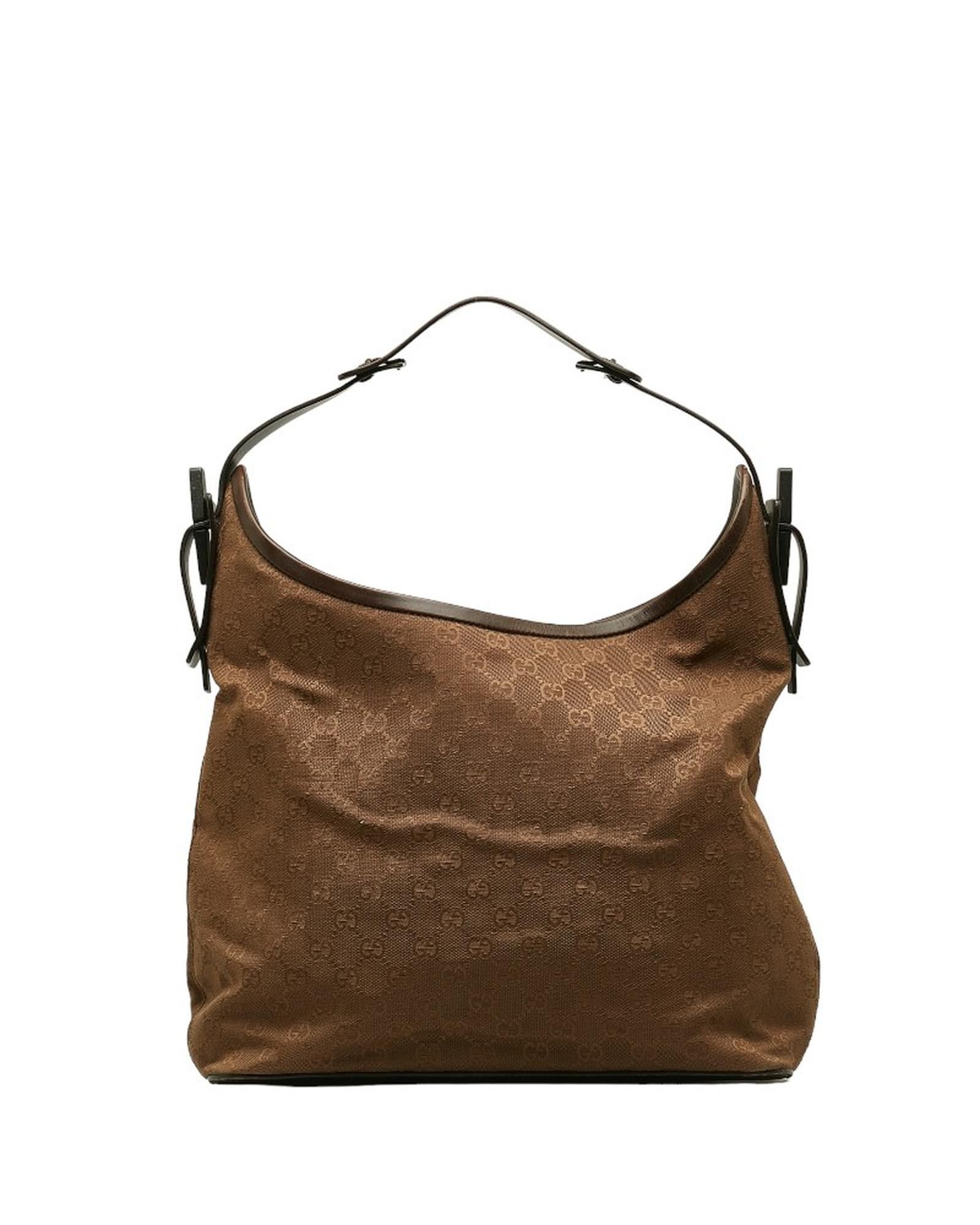image of Gucci Canvas Shoulder Bag In Brown, Women's