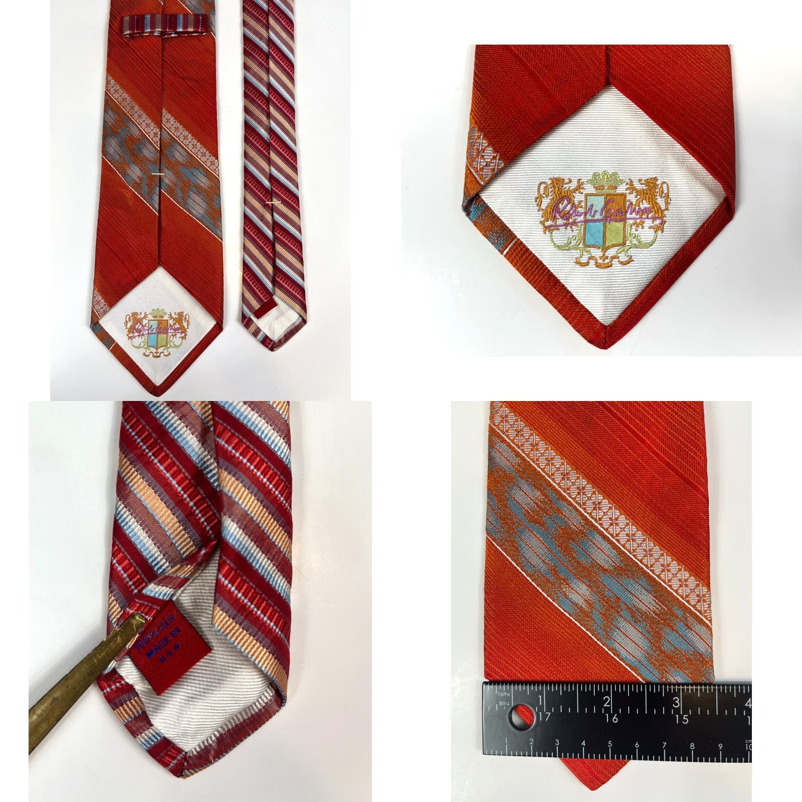 Robert Graham Robert Graham Men's Luxury Silk Tie Striped 60" Multicolor Classic 3.5" USA Tailored Adult Mens Size ONE SIZE - 8 Thumbnail