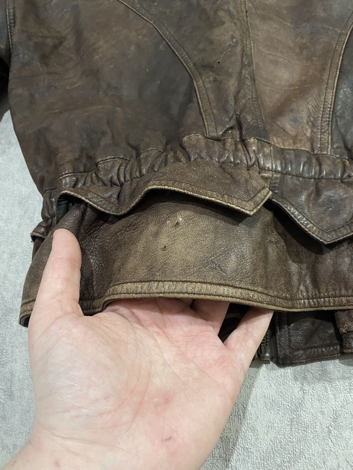 Le Grande Bleu (L.G.B.) Vintage Distressed Leather Jacket LGB If Six Was Nine Style Size M / US 6-8 / IT 42-44 - 23 Thumbnail