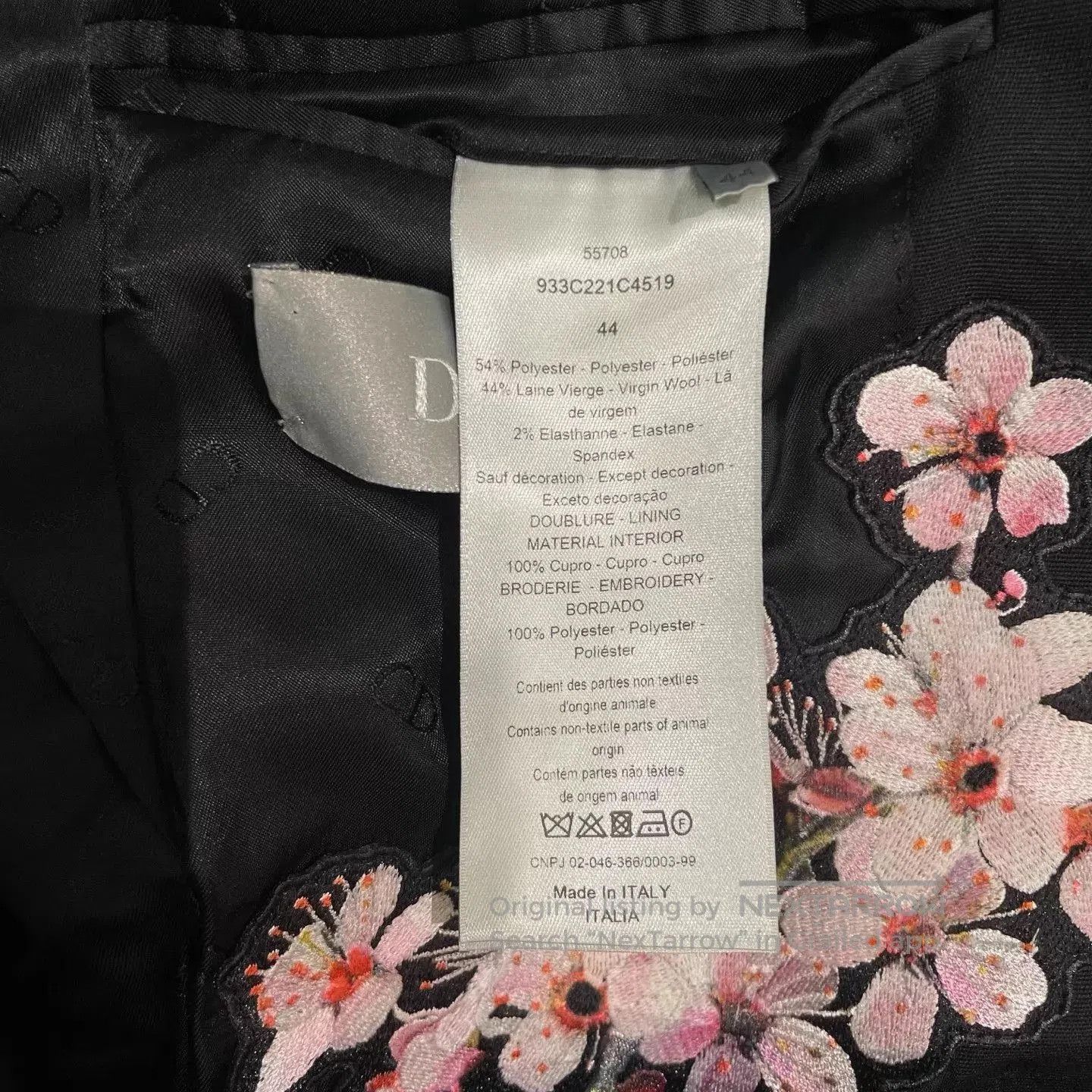 Dior Black Blazer with Floral Accent Lining. Size US M / EU 48-50 / 2 - 6 Thumbnail