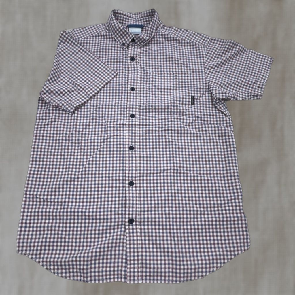 Vintage Columbia Shirt Men XL Blue Plaid Button-Up Pocket Casual Workwear Winter Summer Fall Spring Short Sleeve Pattern Classic Outdoor Size 46R - 1 Thumbnail
