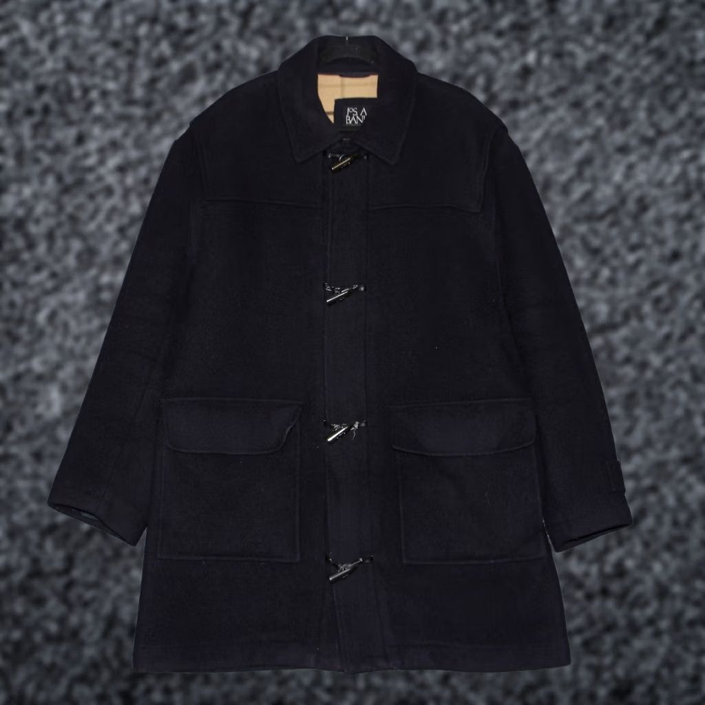 Vintage JOS A BANK Duffle Coat Mens L Navy Wool Blend Toggle Closure Pockets Lined Size US L / EU 52-54 / 3 - 1 Thumbnail
