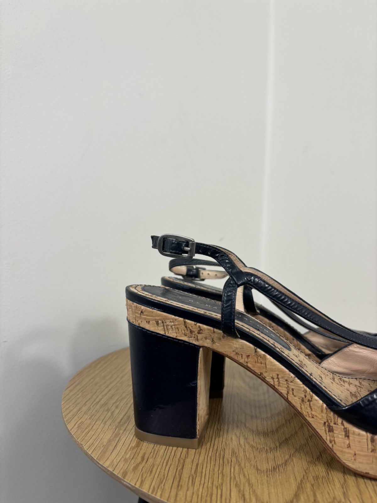 Marc by Marc Jacobs Marc By Marc Jacobs Navy Leather Cork Block Heel Sandals Size US 9.5 / IT 39.5 - 3 Thumbnail