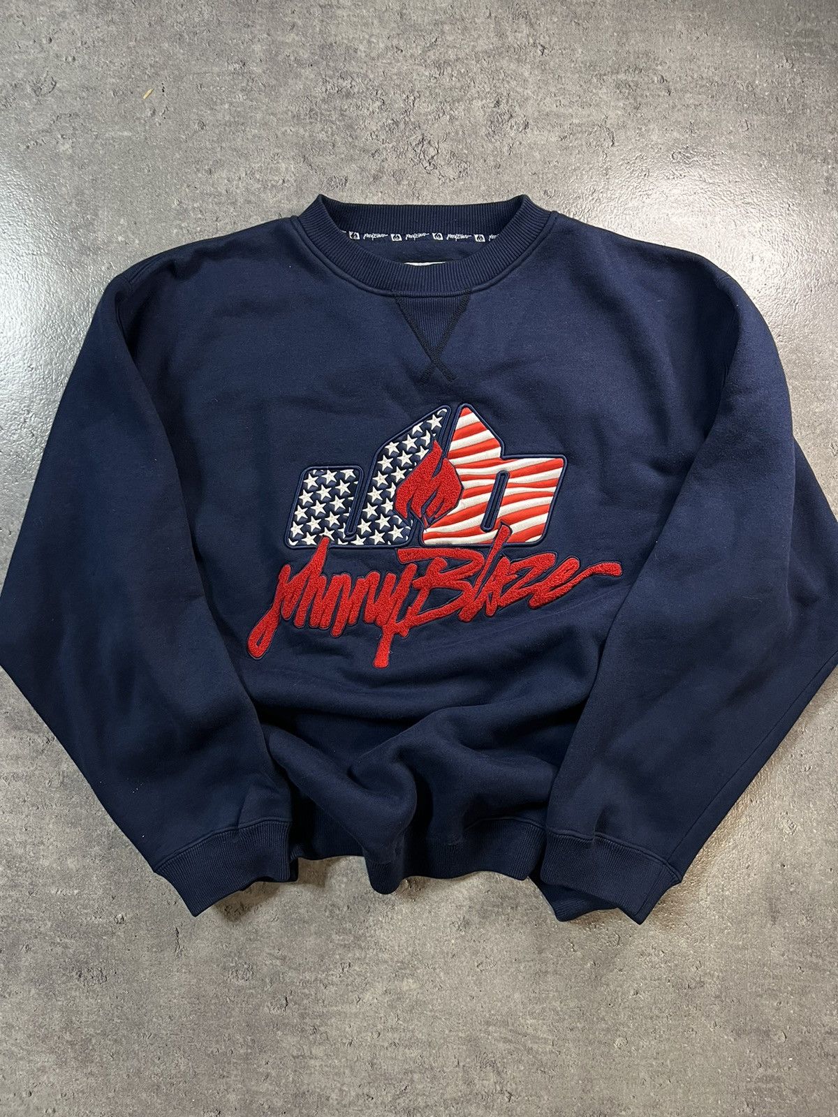 image of Vintage Johny Blaze Crewneck in Navy, Men's (Size Large)