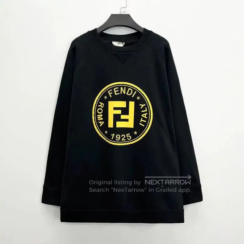 Fendi Fendi Men's Black Cotton-Blend Logo Sweatshirt . Size US XL / EU 56 / 4 - 1 Thumbnail