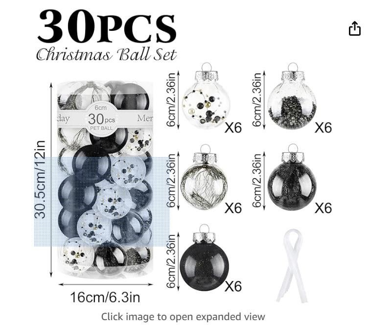 NBDN Nobrandedon 2.36" Clear Plastic Ball Ornaments, 30pcs Shatterproof Size ONE SIZE - 2 Thumbnail