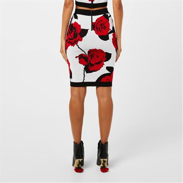 Balmain o1g2r1mq0924 Floral Jacquard Midi Skirt in Multicolor Size 26" / US 2 / IT 38 - 5 Thumbnail