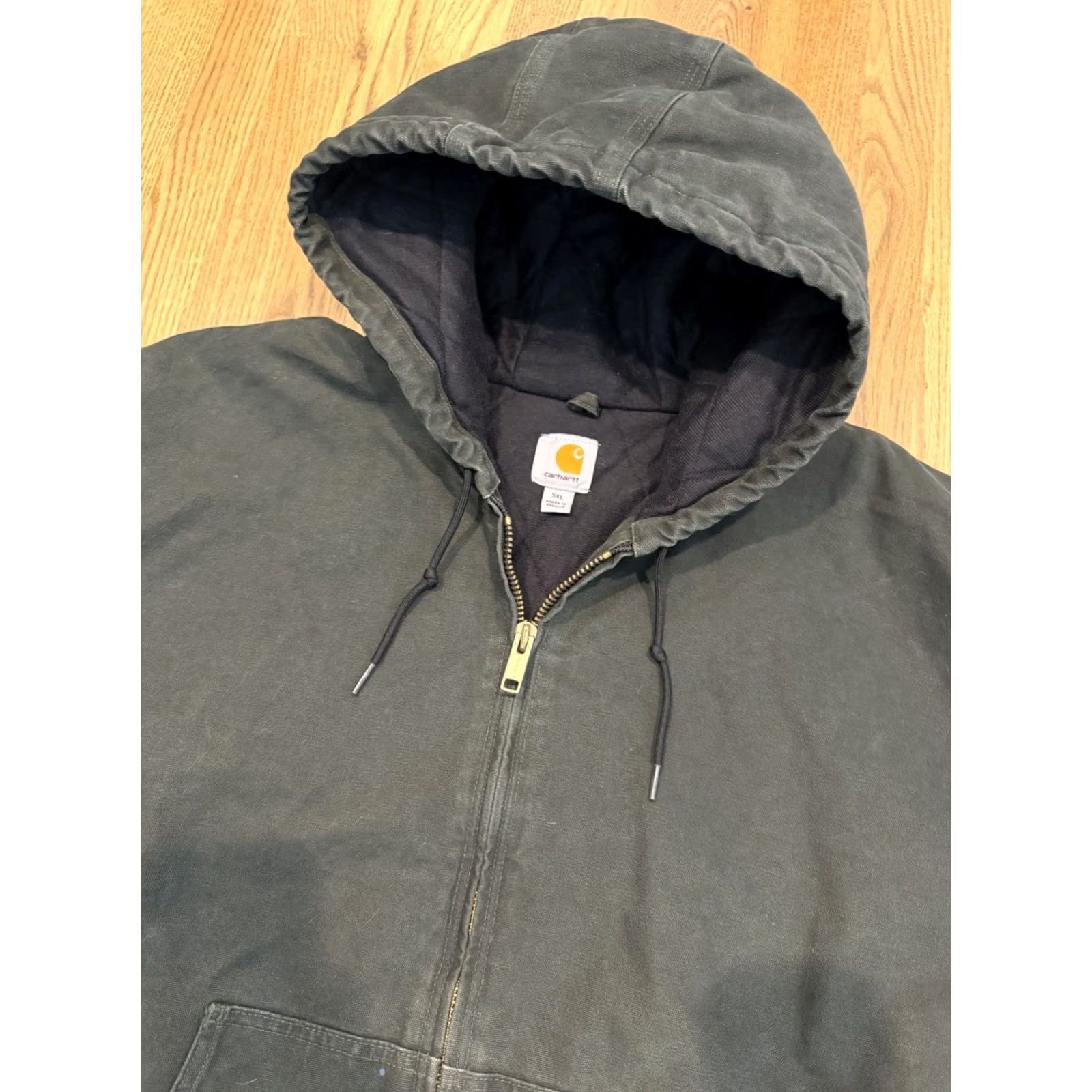 Carhartt Vintage Carhartt Jacket Mens 5XL J130 MOS Green 90s Hooded Canvas Workwear Zip - Outdoor Casual Size US XXL / EU 58 / 5 - 4 Thumbnail