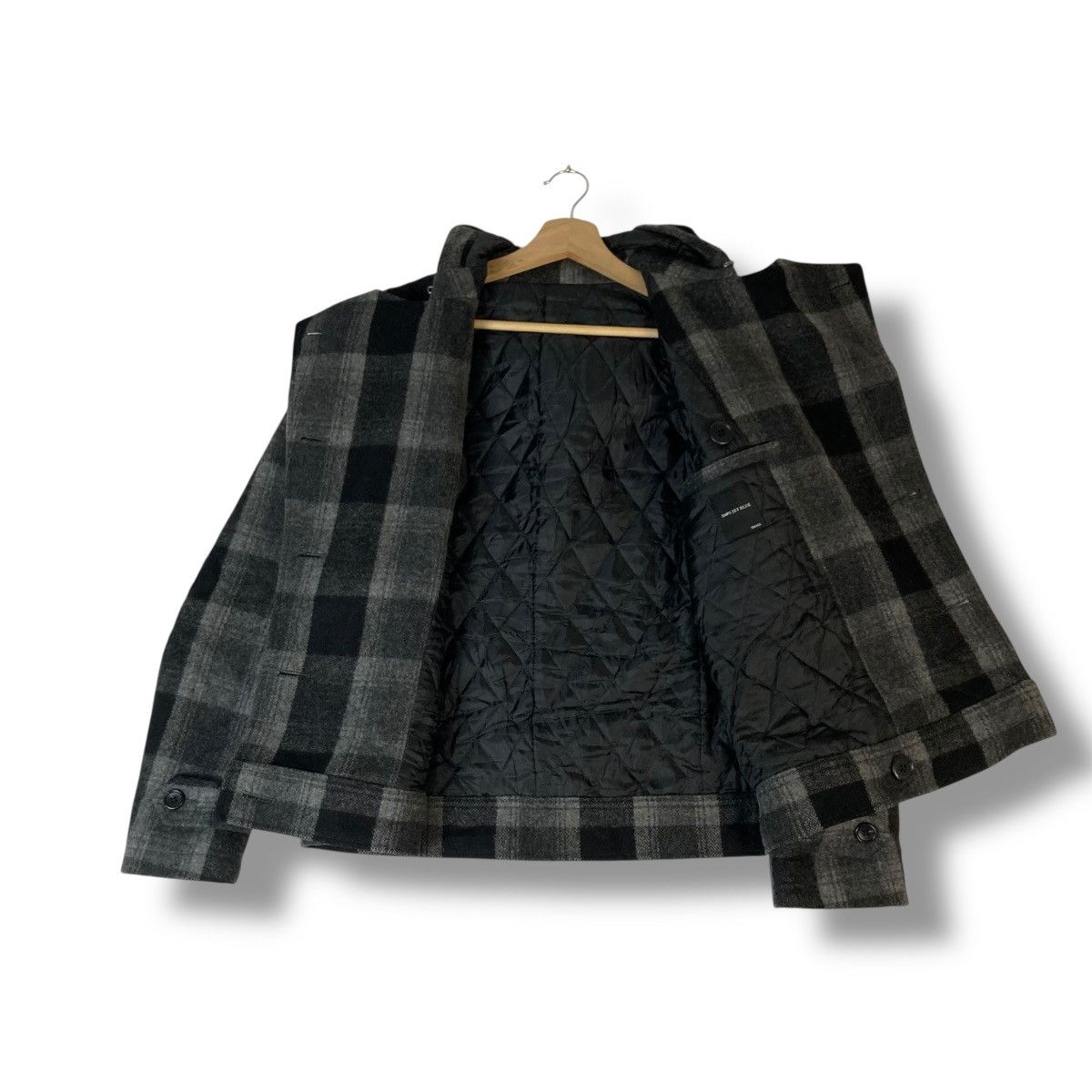 Issey Miyake 🇯🇵 VINTAGE SHIPS JET BLUE PLAID WOOL HOODED JACKET Size US S / EU 44-46 / 1 - 8 Thumbnail