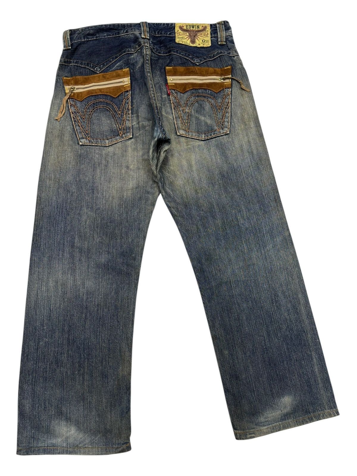 Kapital EDWIN COWBOY RUSTY MUD WASH BAGGY DISTRESSED DENIM JEANS Size US 36 / EU 52 - 4 Thumbnail