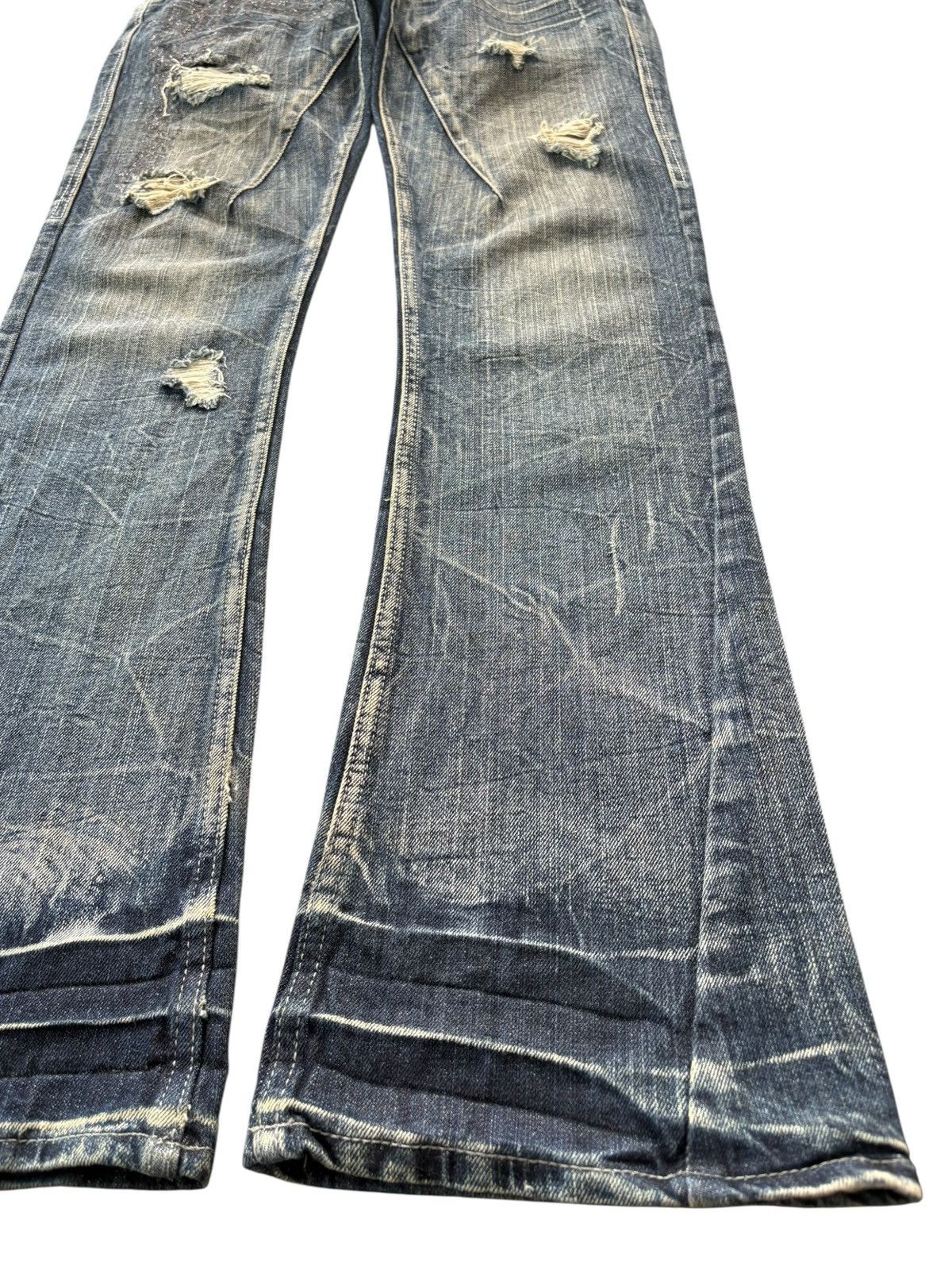 If Six Was Nine Rare Japanese Brand Double Waist Wing Design Flare Jeans Size US 31 - 7 Thumbnail