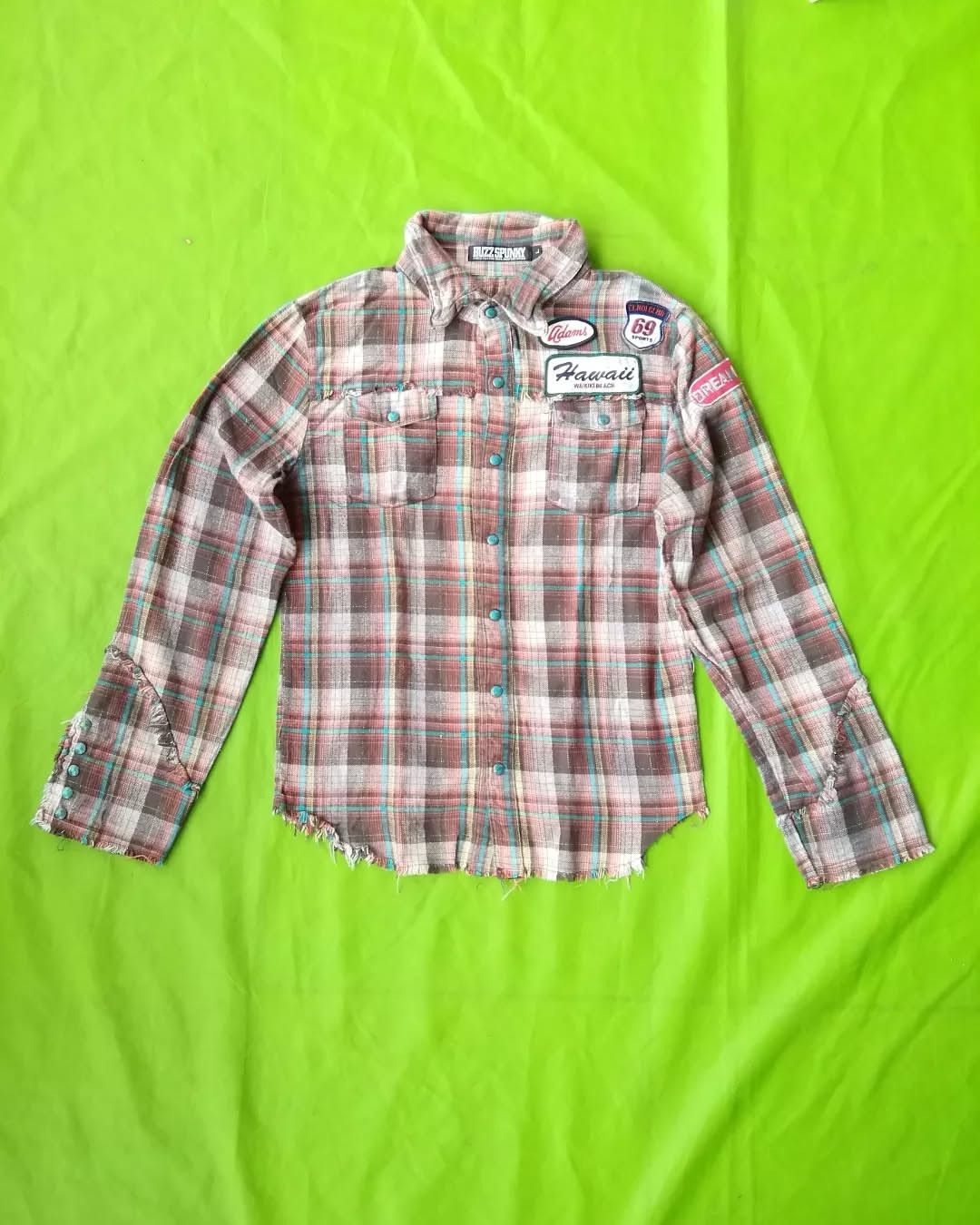 Other Buzz Spunky Hawaii Surf Brown Plaid Flanel Shirt Size L / US 10 / IT 46 - 2 Thumbnail