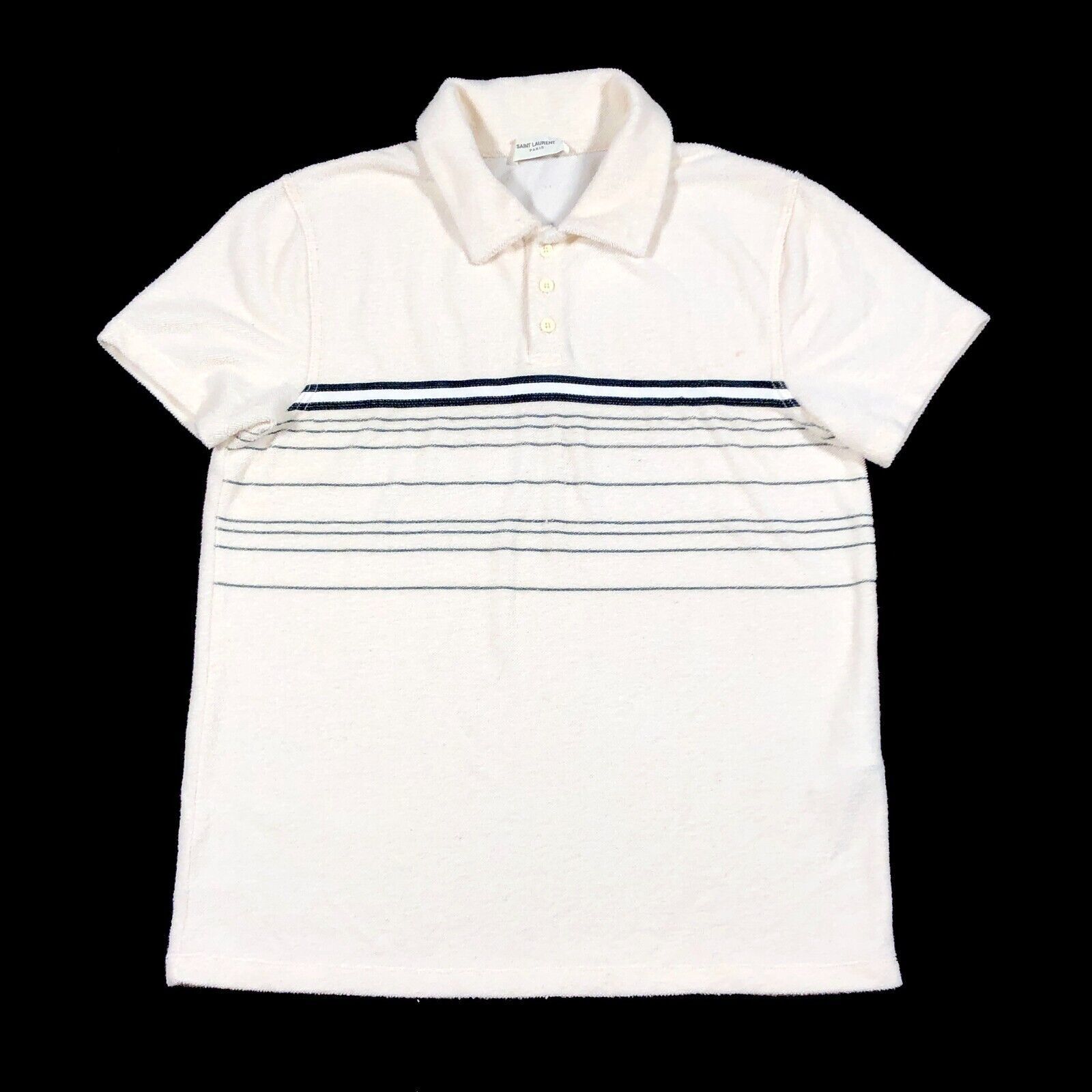 Saint Laurent Paris × Yves Saint Laurent Saint Laurent Striped Cotton Terry Polo Shirt Size Medium M Size US M / EU 48-50 / 2 - 1 Thumbnail