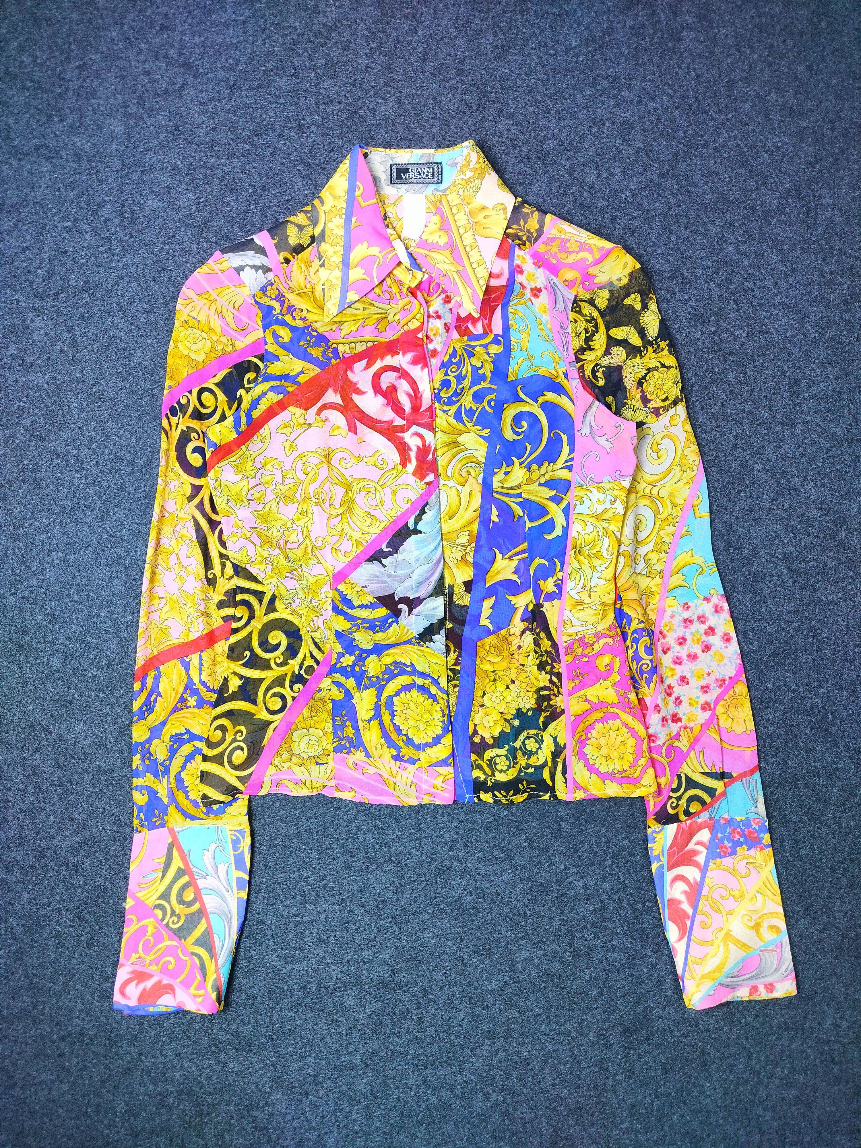 Versace 1980’s Gianni Versace Couture Barocco Colorful Print Shirt Size S / US 4 / IT 40 - 1 Thumbnail