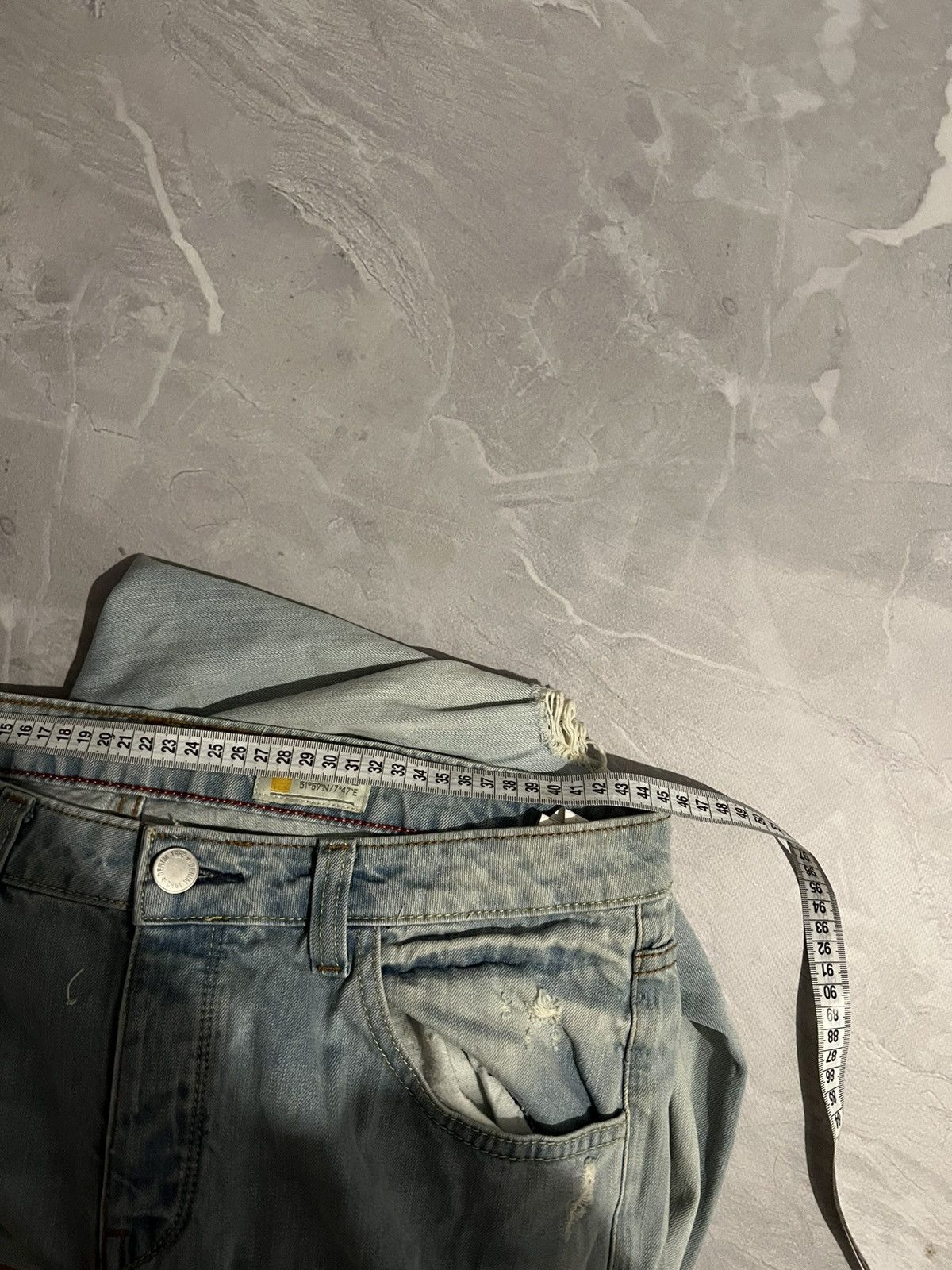 Japanese Brand Heavy Faded Destroyed Denim – Archive Slim Fit Underground Size US 34 / EU 50 - 9 Thumbnail