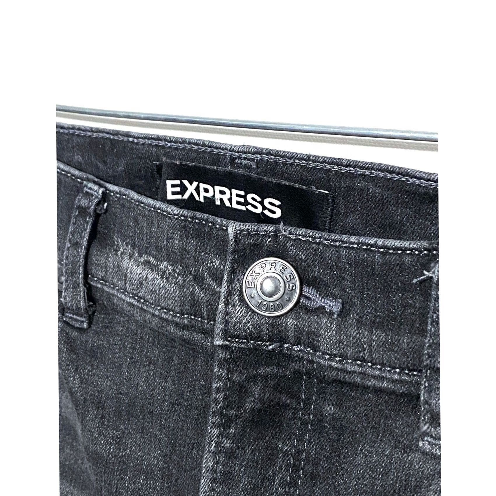Express Express Jeans Ankle High Rise Stretch Denim Distressed Black Womens 8P Petite Jeans Mens? No. Size 30" / US 8 / IT 44 - 7 Thumbnail