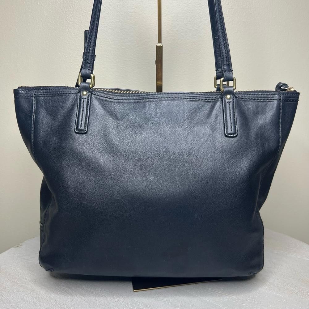 Coach COACH Poppy Black Leather Shoulder Small Zipper Tote Size ONE SIZE - 7 Thumbnail
