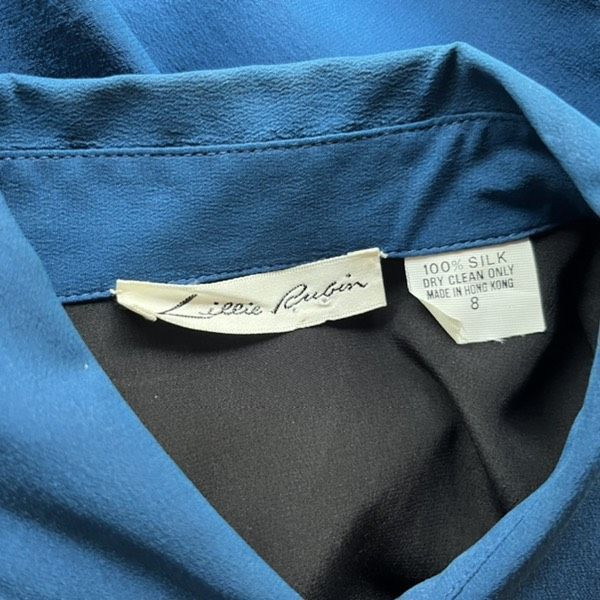 Vintage Vintage Lillie Rubin blue black 100% silk western blouse Size M / US 6-8 / IT 42-44 - 8 Thumbnail