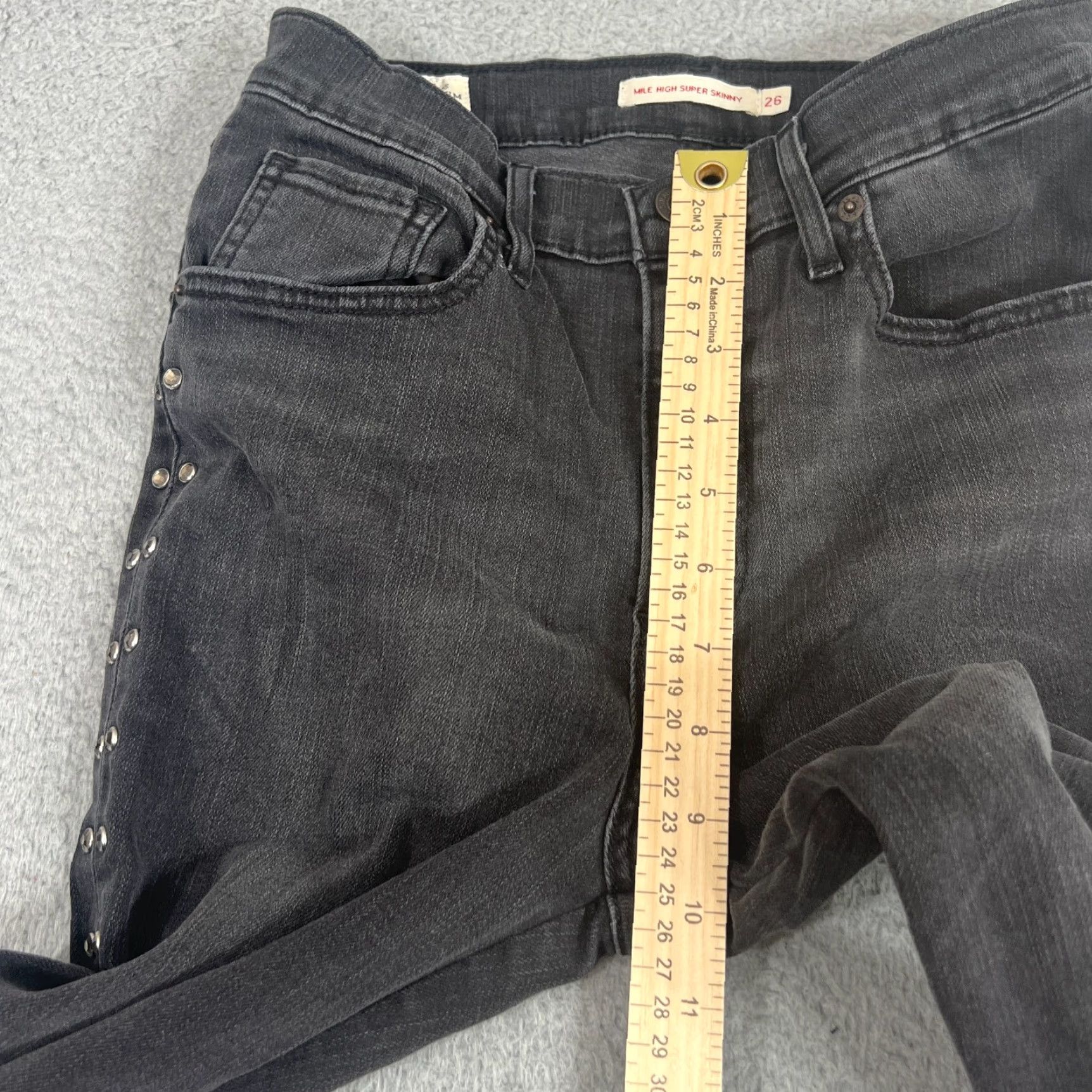Levi's Levi's Jeans Womens 26 Mile High Skinny Black Denim 700 Series Slim Regular Size 26 Womens Size 26" / US 2 / IT 38 - 3 Thumbnail