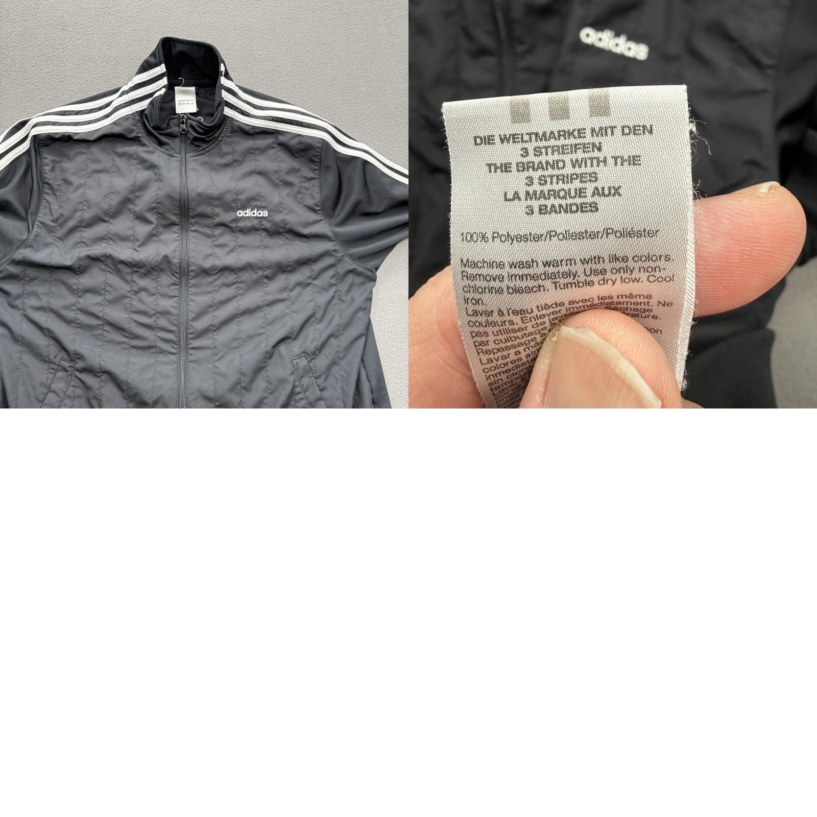 Adidas Adidas Track Jacket Mens Large Black White 3-Stripes Full Zip Athletic Training Jacket Mens L Black White 3-Stripes Full Zip Pockets fleece-free Size US L / EU 52-54 / 3 - 8 Thumbnail