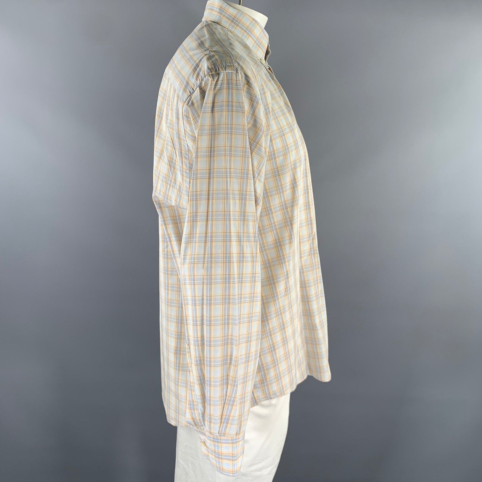 Burberry BURBERRY L Orange Blue Tartan Button Down Long Sleeve Shirt Size US L / EU 52-54 / 3 - 3 Thumbnail