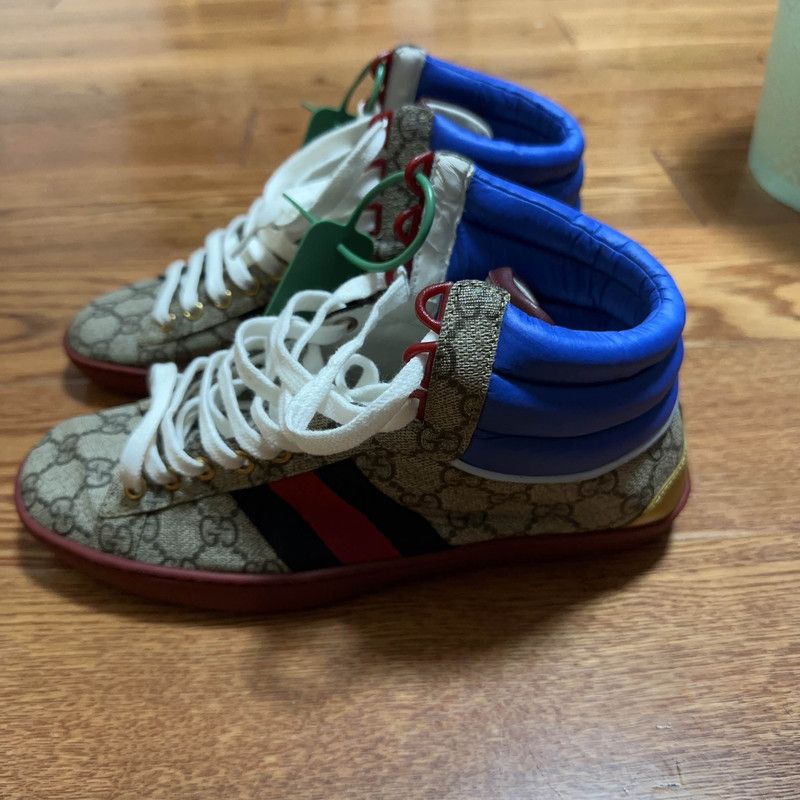 Gucci Ace High Top Sneakers in Dark Wood 0079