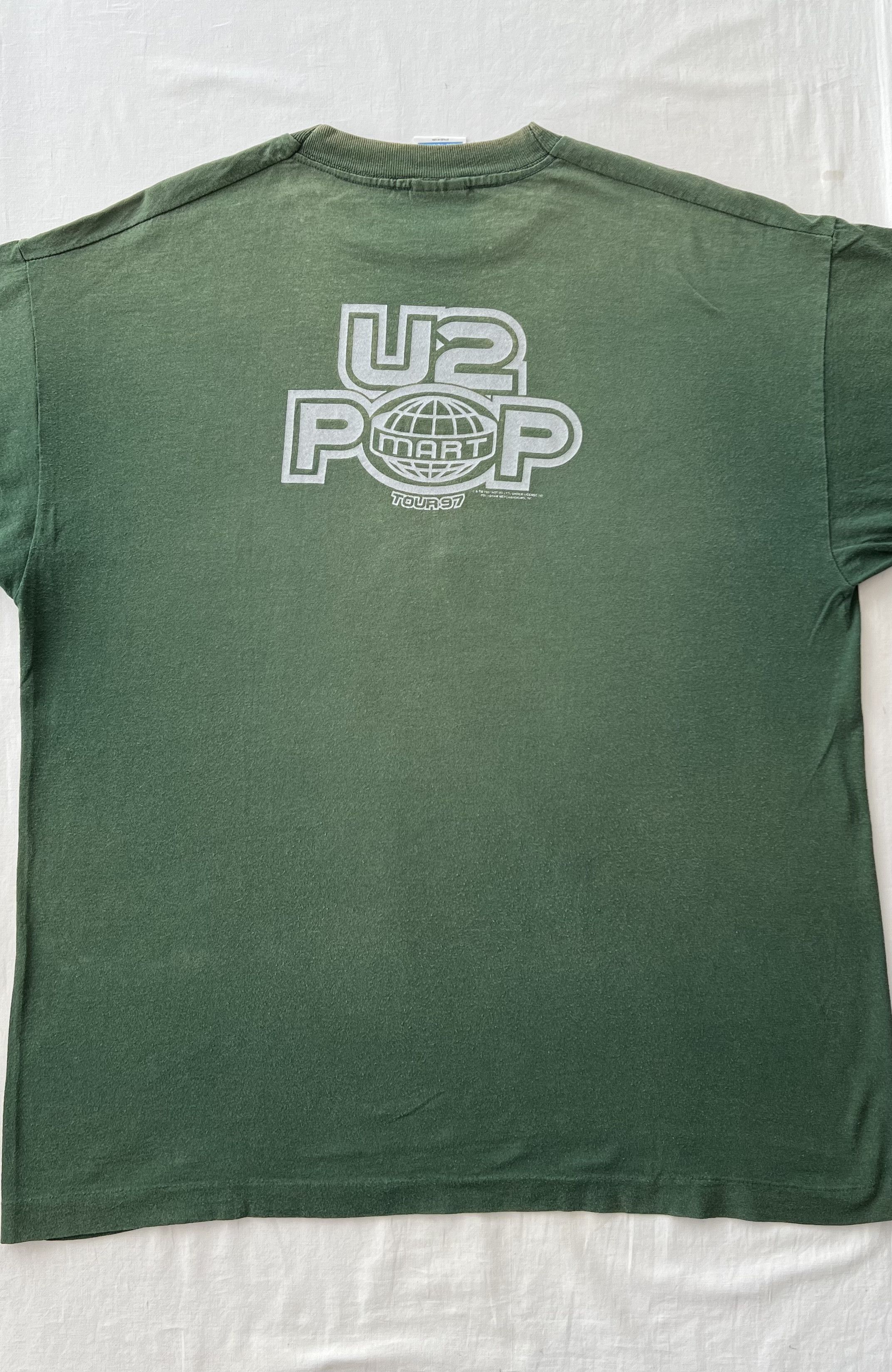 Band Tees Vintage 1997 U2 Popmart Tour Rock Band Faded Green T-shirt Size US XL / EU 56 / 4 - 21 Thumbnail