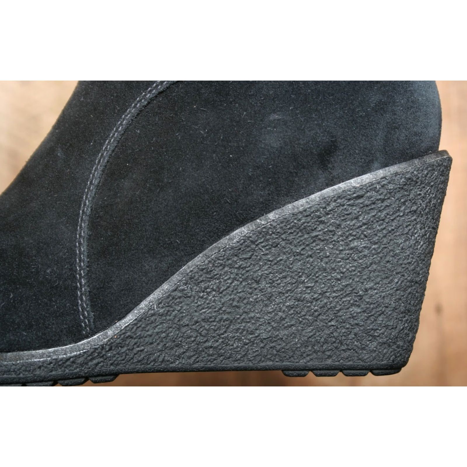 Cole Haan COLE HAAN 'Michelle' Black Suede Shearling Foldover Cuffed Knee High Boots 9.5 B Womens Shoes Wool Waterproof Knee High Heel Wedge 3-3.9 in Size US 10 / IT 40 - 6 Thumbnail
