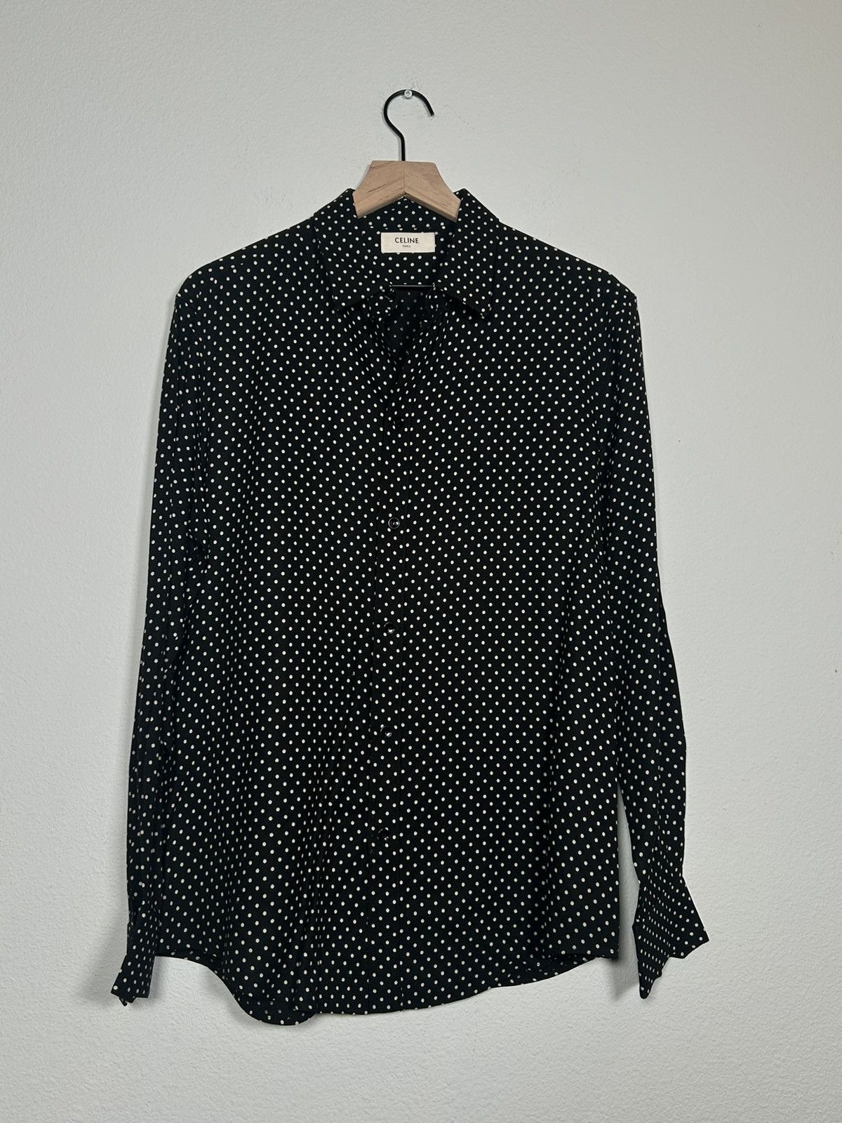 Celine Polka dot crepe button up hedi slimane Size US M / EU 48-50 / 2 - 1 Thumbnail