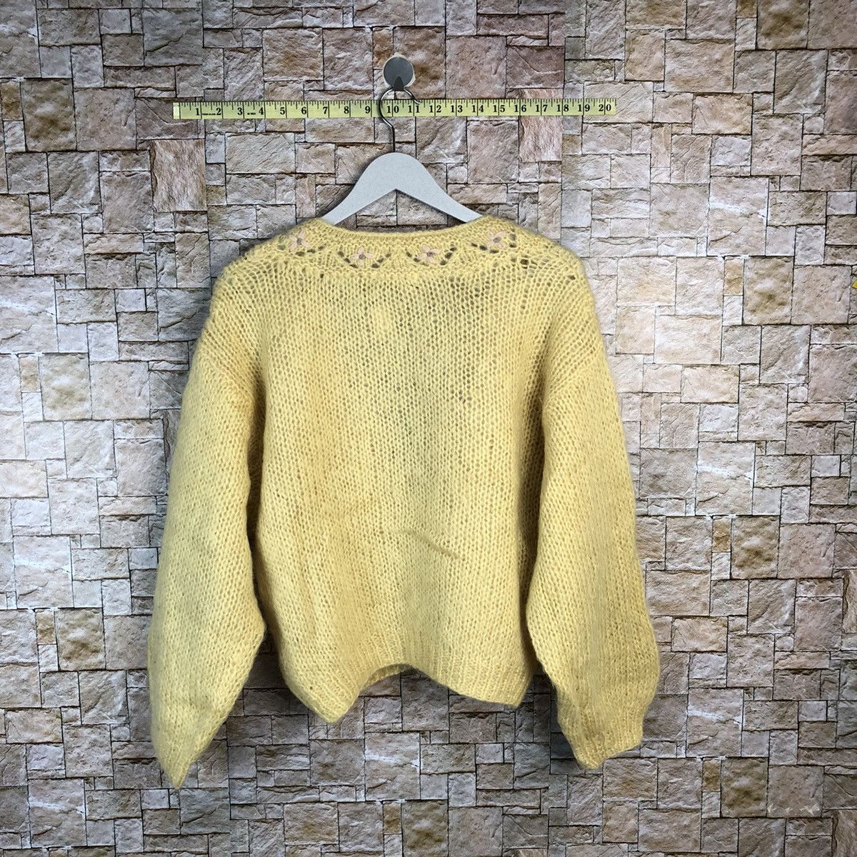 Homespun Knitwear Bianca Yellow Cardigan mohair fur vintage Knitwear #A861 Size M / US 6-8 / IT 42-44 - 12 Thumbnail