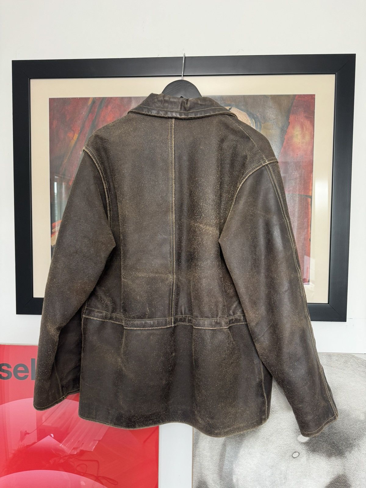 Genuine Leather Vintage 90s Genuine Real Leather Jacket Washed Brown Black Size US M / EU 48-50 / 2 - 2 Thumbnail