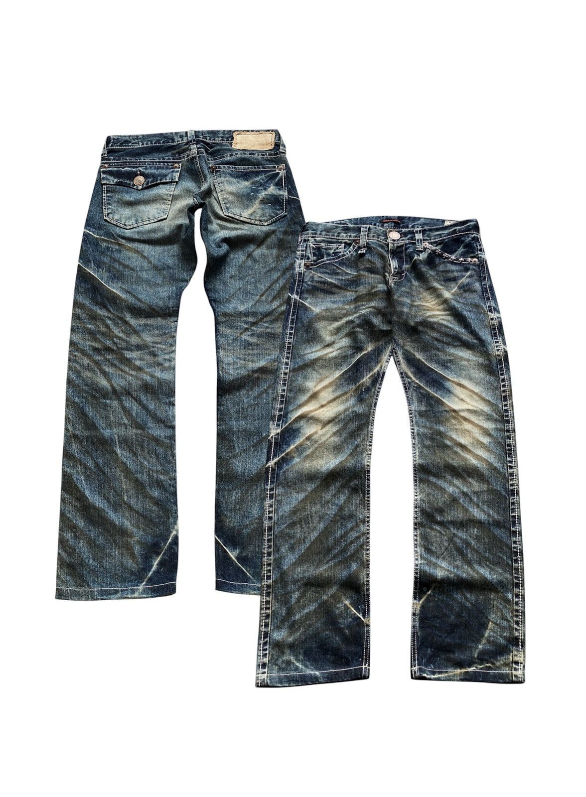 Tornado Mart WHISKER WAXED STUDDED BLUEWAY JEANS MAKER MADE IN NIPPON Size US 34 / EU 50 - 4 Thumbnail