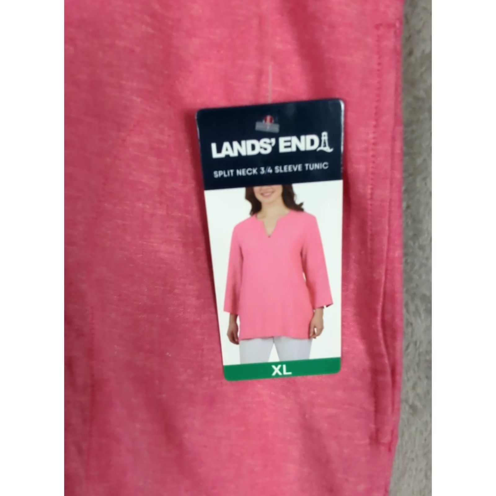 Lands' End Lands' End Pink Linen Blend Tunic Shirt Size XL 3/4 Sleeve lagenlook Casual Women Size XL / US 12-14 / IT 48-50 - 3 Thumbnail