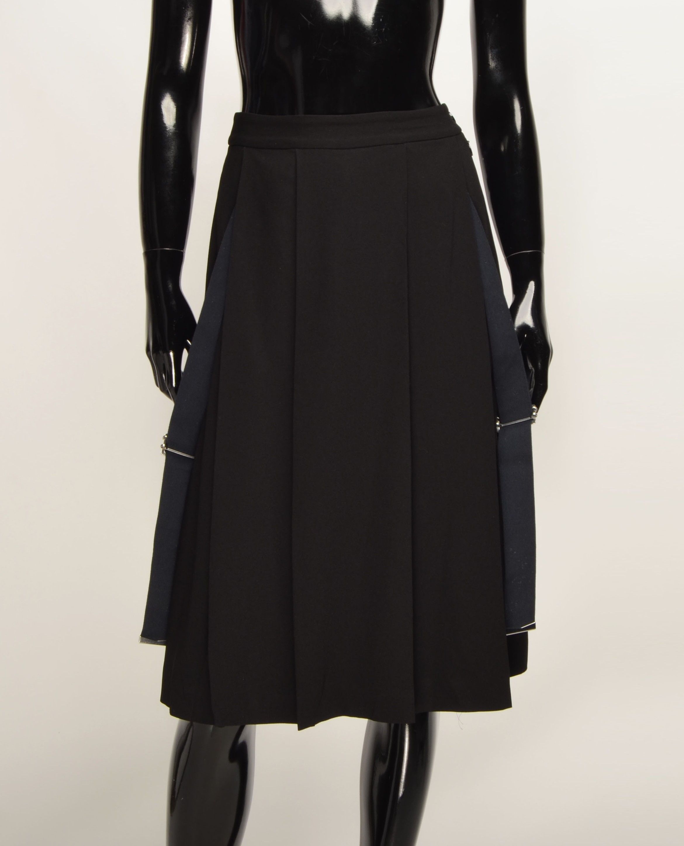 Marc by Marc Jacobs Women's Marc Jacobs Black Pleated Straps Knee Length Skirt Size 26" / US 2 / IT 38 - 1 Thumbnail