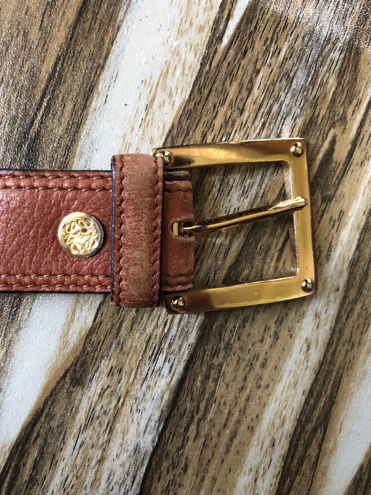 Loewe Luxury Loewe retro pebbled cowhide leather belt casual Size 40 - 8 Thumbnail