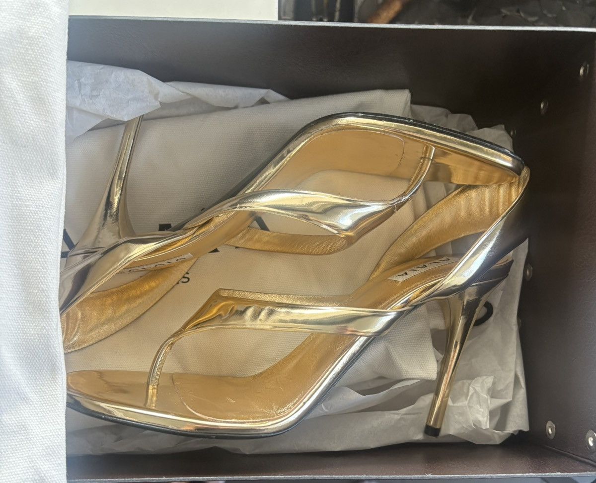 Alaia Tong Metallic Leather Sandals Size US 10 / IT 40 - 1 Thumbnail