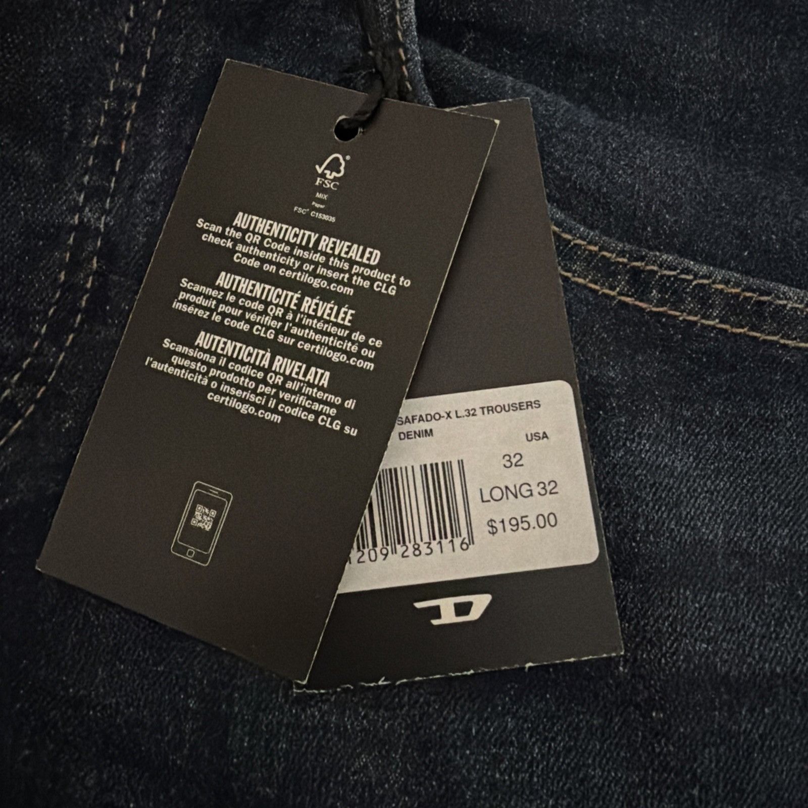 Diesel Diesel Mens Safado Straight Jeans RE065 Blue $195 Size 32/32 Size US 32 / EU 48 - 7 Thumbnail