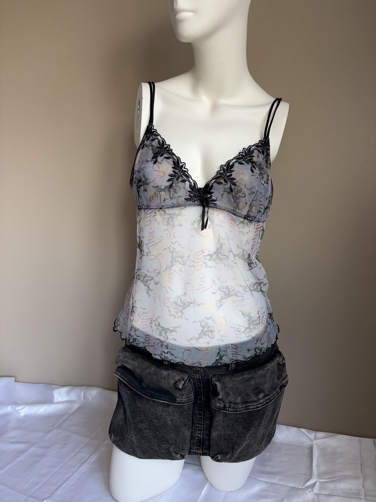 Other × Vintage Angels printed cute tank top mesh lace Size XL / US 12-14 / IT 48-50 - 2 Thumbnail