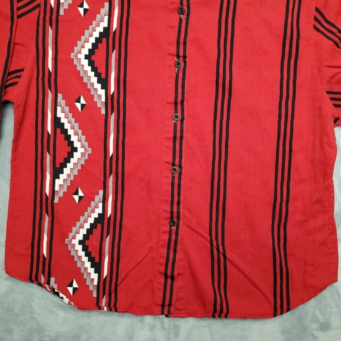 Roper Roper Shirt Womens Medium Red Aztec Pattern Striped Long Sleeve Western Cowboy Button-Up Size M / US 6-8 / IT 42-44 - 2 Thumbnail